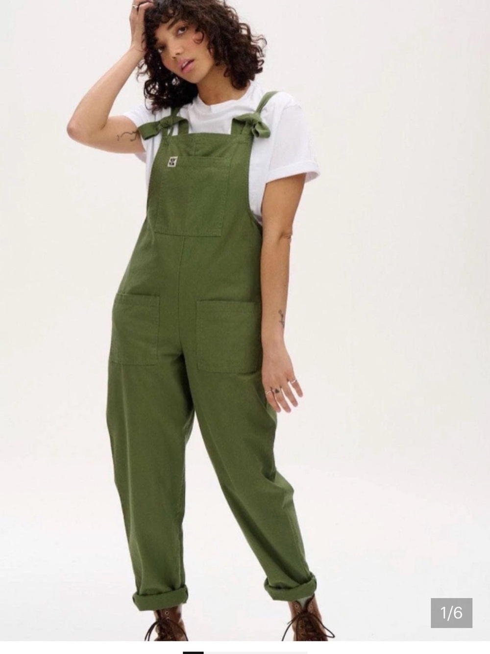 Lucy & Yak US 16R Original Dungaree Fern Green Organic Cotton Overalls UK 20R